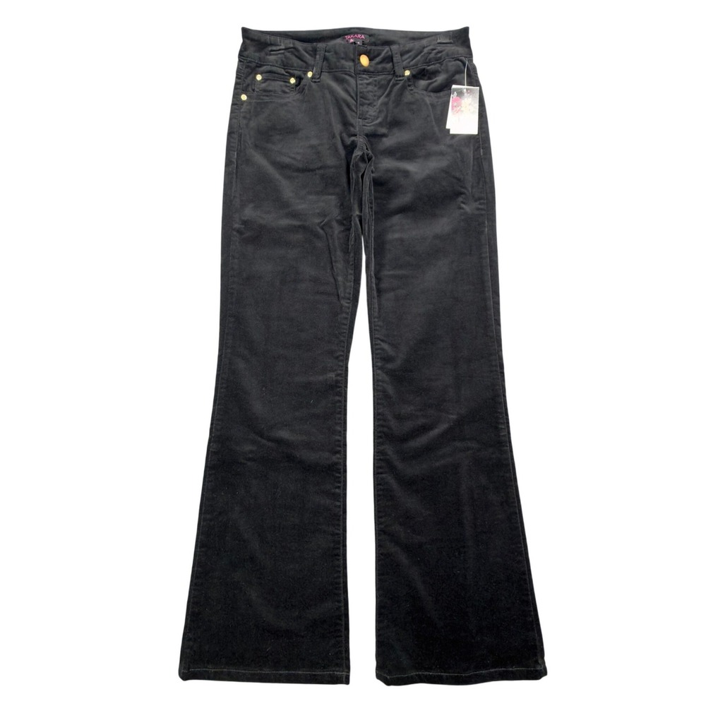 TAKARA Y2K Flare Pants Womens 9 Black Cotton Blend NWT C711
